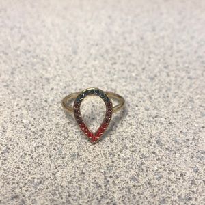 Swarovski Crystal Rainbow Pear Shape Ring Size 8
